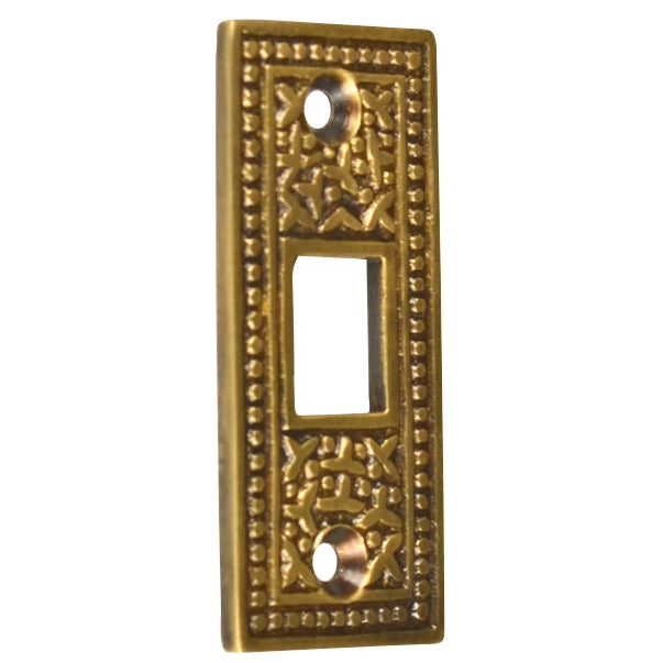 COPPER MOUNTAIN HARDWARE 2 1/4 Inch Solid Brass Rice Pattern Pocket Door Strike Plate (Antique Brass Finish)