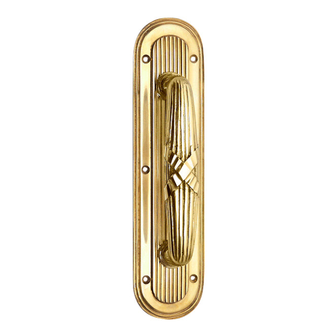 COPPER MOUNTAIN HARDWARE 10 1/2 Inch Art Deco Style Door Pull and Push Plate (Polished Brass Finish)