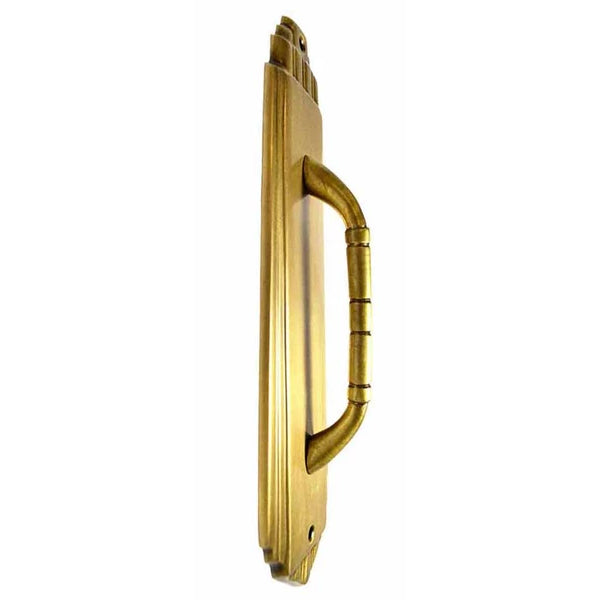 COPPER MOUNTAIN HARDWARE 9 Inch Tall Art Deco Style Brass Pull Plate (Polished Brass Finish)