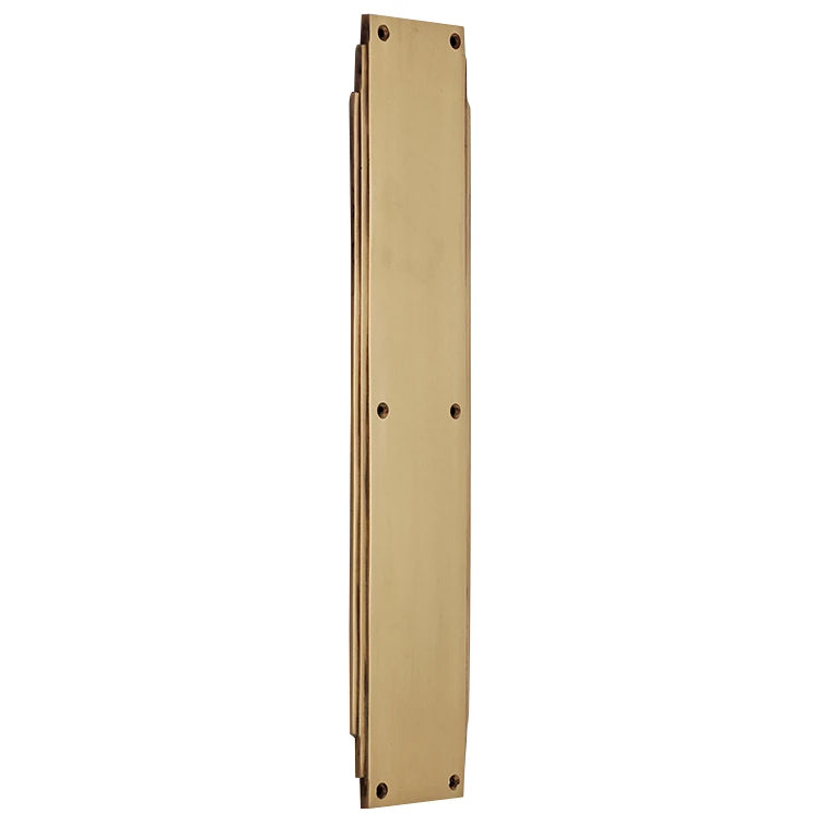 14 Inch Solid Brass Art Deco Skyscraper Push Plate (Antique Brass Finish) COPPER MOUNTAIN HARDWARE