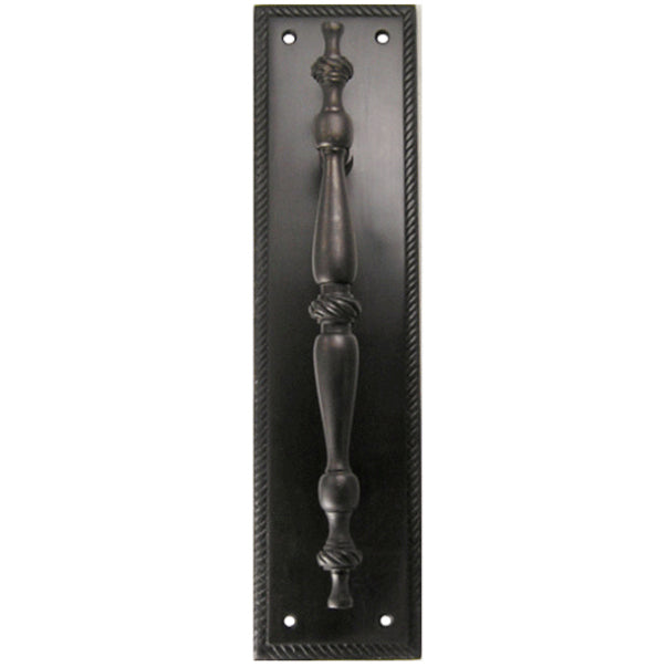 COPPER MOUNTAIN HARDWARE 11 1/2 Inch Georgian Roped Style Door Pull and Push Plate (Oil Rubbed Bronze Finish)