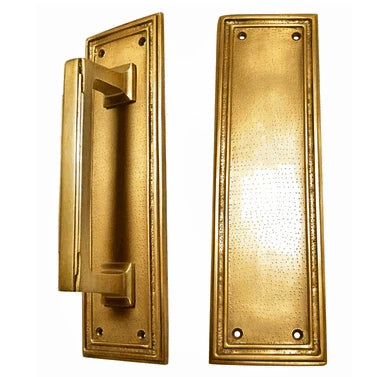 COPPER MOUNTAIN HARDWARE 10 Inch Solid Brass Classic Style Push and Pull Plate Set (Antique Brass Finish)