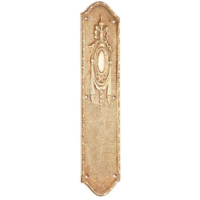 11 Inch Ribbon & Bow Solid Brass Push Plate (Polished Brass Finish) COPPER MOUNTAIN HARDWARE