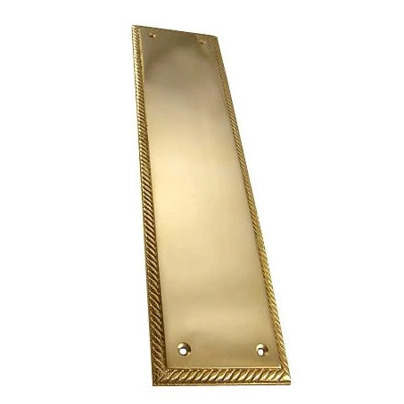 COPPER MOUNTAIN HARDWARE 11 1/2 Inch Georgian Roped Style Door Push Plate (Polished Brass Finish)