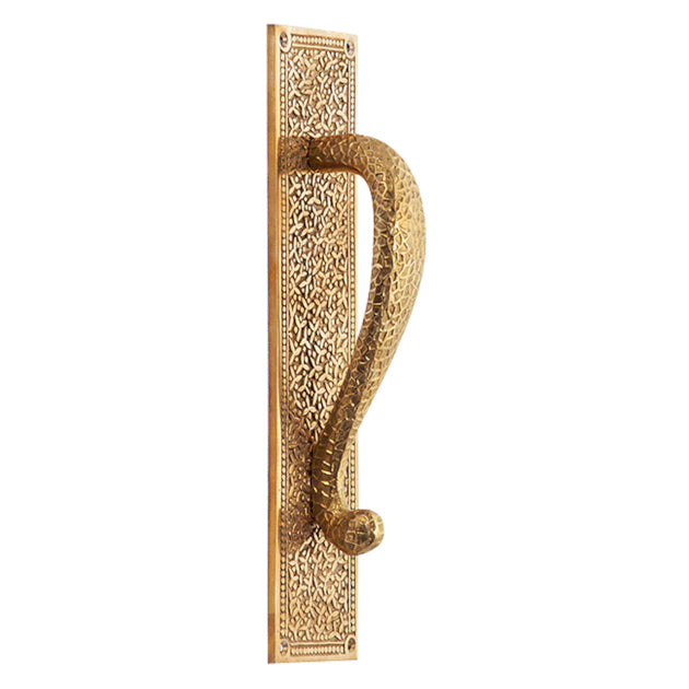 12 Inch Solid Brass Rice Pattern Door Pull (Lacquered Brass Finish) COPPER MOUNTAIN HARDWARE