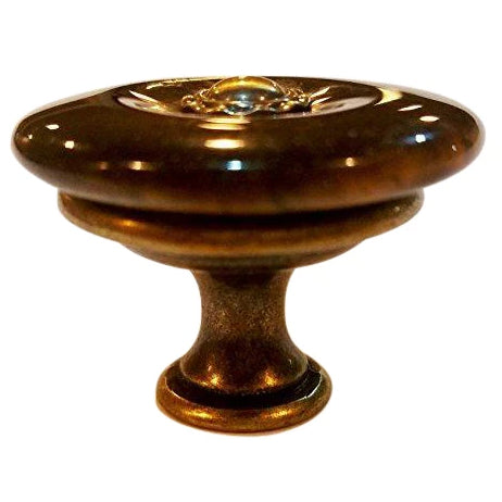 COPPER MOUNTAIN HARDWARE 1 Inch Tiger Eye Round Cabinet Knob (Antique Brass Finish)