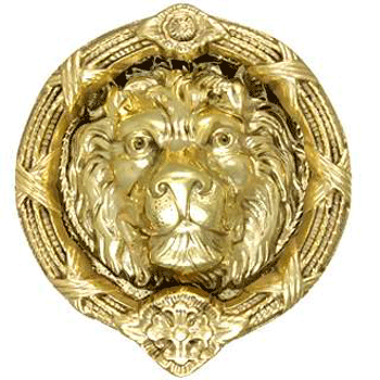 COPPER MOUNTAIN HARDWARE 8 3/4 Inch Ribbon & Reed MGM Lion Lost Wax Cast Door Knocker (Polished Brass Finish)