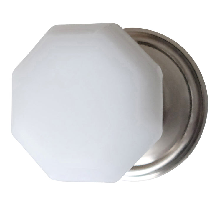 COPPER MOUNTAIN HARDWARE White Milk Glass Octagon Door Knob Set with Traditional Rosette (Several Finishes Available)