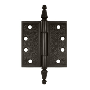 DELTANA 4 X 4 Inch Solid Brass Ornate Finial Style Hinge (Oil Rubbed Bronze)