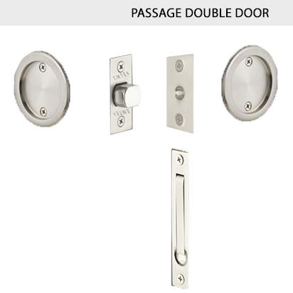 EMTEK Round Solid Brass Pocket Door Tubular Double Door Set (Several Finish Options)