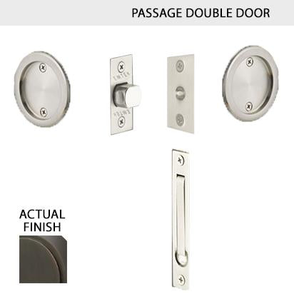 EMTEK Round Solid Brass Pocket Door Tubular Double Door Set (Several Finish Options)