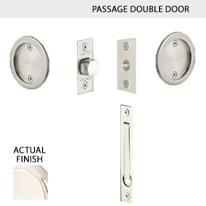 EMTEK Round Solid Brass Pocket Door Tubular Double Door Set (Several Finish Options)