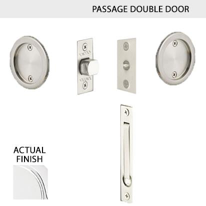 EMTEK Round Solid Brass Pocket Door Tubular Double Door Set (Several Finish Options)