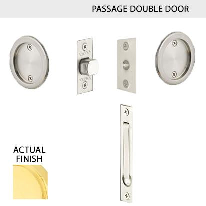 EMTEK Round Solid Brass Pocket Door Tubular Double Door Set (Several Finish Options)