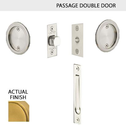 EMTEK Round Solid Brass Pocket Door Tubular Double Door Set (Several Finish Options)