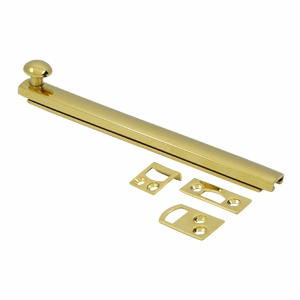 DELTANA 6 Inch Solid Brass Surface Bolt (Lifetime Polished Brass Finish)