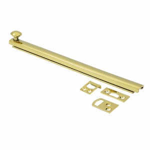 DELTANA 8 Inch Solid Brass Surface Bolt (Lifetime Polished Brass Finish)