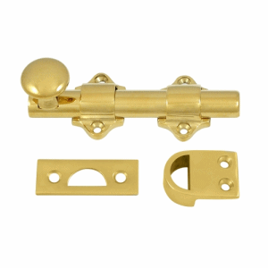 DELTANA Solid Brass 4 Inch Dutch Door Bolt Set Polished Brass Finish