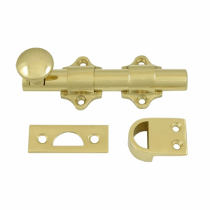 DELTANA Solid Brass 4 Inch Dutch Door Bolt Set (Polished Brass Finish)