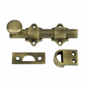 DELTANA Solid Brass 4 Inch Dutch Door Bolt Set (Antique Brass Finish)