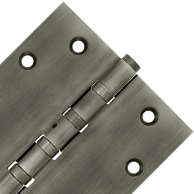 DELTANA 4 1/2 Inch X 4 1/2 Inch Solid Brass Non-Removable Pin Square Hinge (Antique Nickel Finish)