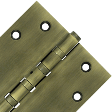 DELTANA 4 1/2 Inch X 4 1/2 Inch Solid Brass Non-Removable Pin Square Hinge (Antique Brass Finish)