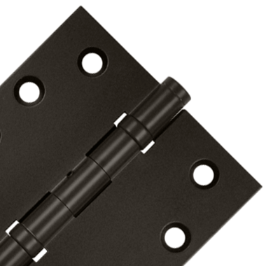 4 Inch X 4 Inch Ball Bearing Hinge Interchangeable Finials (Square Corner, Oil Rubbed Bronze Finish) DELTANA