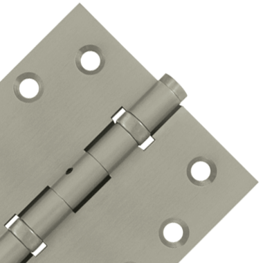 4 Inch X 4 Inch Ball Bearing Hinge Interchangeable Finials (Square Corner, Brushed Nickel Finish) DELTANA