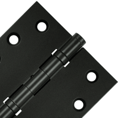 4 Inch X 4 Inch Ball Bearing Hinge Interchangeable Finials (Square Corner, Paint Black Finish) DELTANA