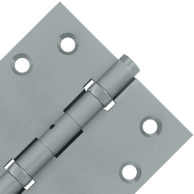 4 Inch X 4 Inch Ball Bearing Hinge Interchangeable Finials (Square Corner, Brushed Chrome Finish) DELTANA