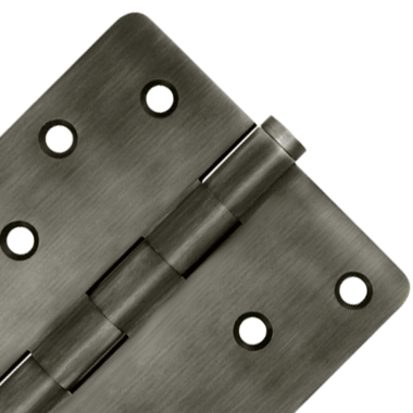 4 Inch X 4 Inch Solid Brass Zig-Zag Hinge (1/4 Radius Corner, Antique Nickel Finish) DELTANA