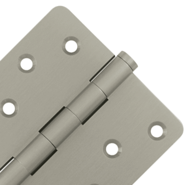 4 Inch X 4 Inch Solid Brass Zig-Zag Hinge (1/4 Radius Corner, Brushed Nickel Finish) DELTANA