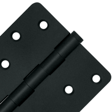 4 Inch X 4 Inch Solid Brass Zig-Zag Hinge (1/4 Radius Corner, Paint Black Finish) DELTANA