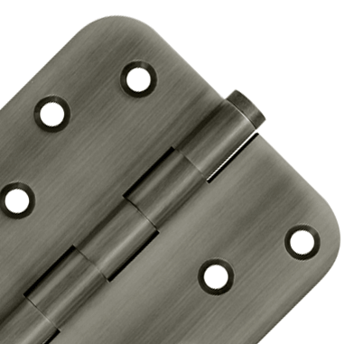 DELTANA 4 Inch X 4 Inch Solid Brass Zig-Zag Hinge (5/8 Radius Corner, Antique Nickel Finish)