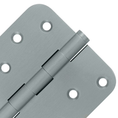 DELTANA 4 Inch X 4 Inch Solid Brass Zig-Zag Hinge (5/8 Radius Corner, Brushed Chrome Finish)