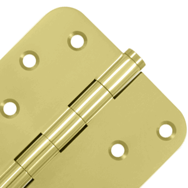 4 Inch X 4 Inch Solid Brass Zig-Zag Hinge (5/8 Radius Corner, Polished Brass Finish) DELTANA