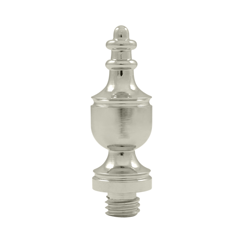 DELTANA 1 3/8 Inch Solid Brass Urn Tip Door Finial (Polished Nickel Finish)