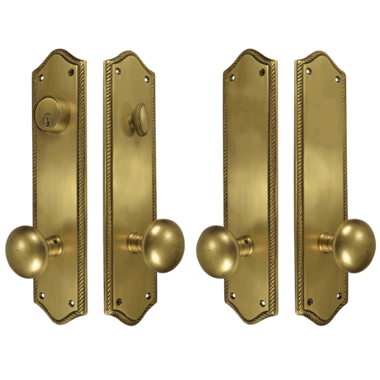 COPPER MOUNTAIN HARDWARE Georgian Roped Oval Deadbolt Entryway Set (Antique Brass Finish)