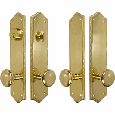 COPPER MOUNTAIN HARDWARE Georgian Roped Oval Deadbolt Entryway Set (Polished Brass Finish)