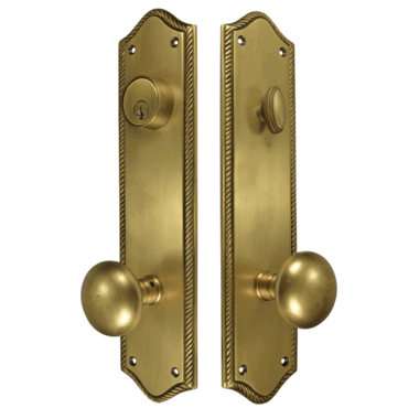 COPPER MOUNTAIN HARDWARE Georgian Roped Oval Deadbolt Entryway Set (Antique Brass Finish)