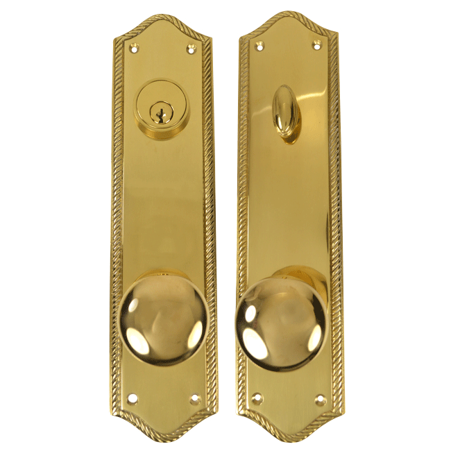 COPPER MOUNTAIN HARDWARE Georgian Roped Oval Deadbolt Entryway Set (Polished Brass Finish)