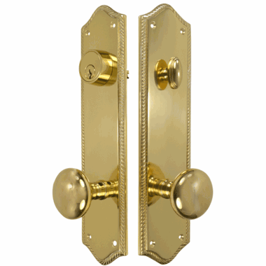 COPPER MOUNTAIN HARDWARE Georgian Roped Oval Deadbolt Entryway Set (Polished Brass Finish)