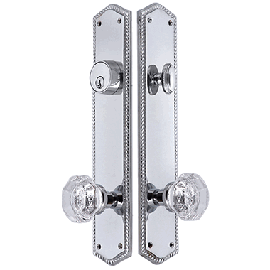 COPPER MOUNTAIN HARDWARE Georgian Roped Oval Deadbolt Entryway Set (Polished Chrome Finish)