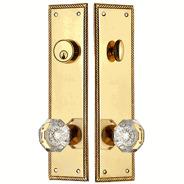 COPPER MOUNTAIN HARDWARE Georgian Roped Deadbolt Entryway Set (Polished Brass Finish)