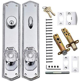 COPPER MOUNTAIN HARDWARE Georgian Roped Oval Deadbolt Entryway Set (Polished Chrome Finish)