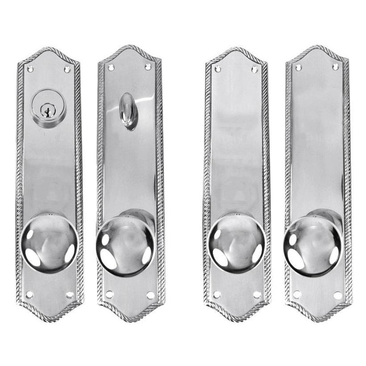 COPPER MOUNTAIN HARDWARE Georgian Roped Oval Deadbolt Entryway Set (Polished Chrome Finish)