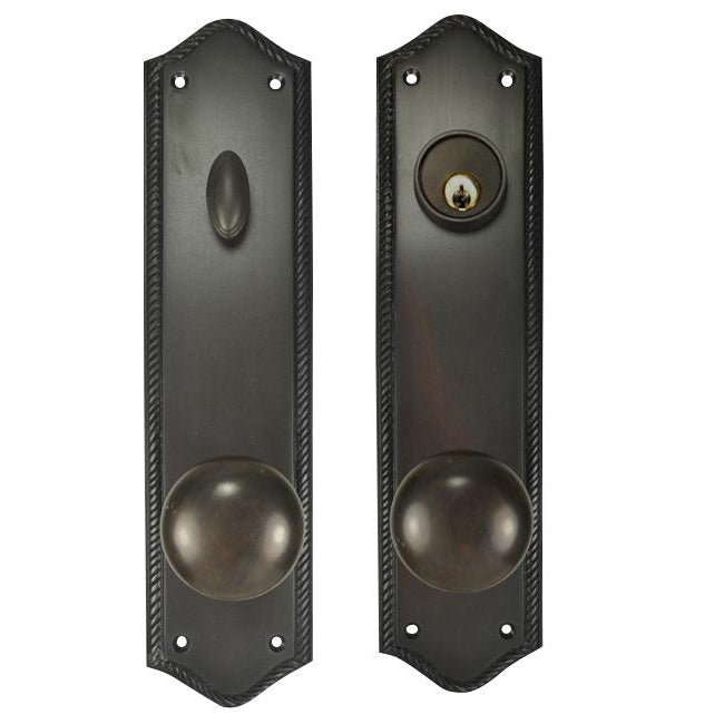 COPPER MOUNTAIN HARDWARE Georgian Roped Oval Deadbolt Entryway Set (Oil Rubbed Bronze Finish)