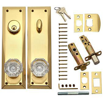 Copper Mountain Hardware Quaker Style Deadbolt Entryway Set (Polished Brass Finish)