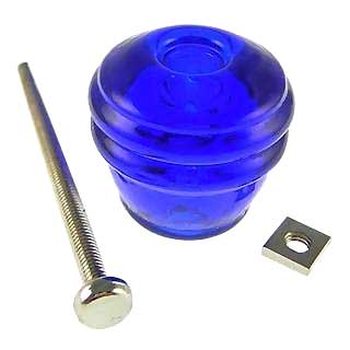 COPPER MOUNTAIN HARDWARE 1 1/8 Inch Art Deco Cobalt Blue Barrel Shape Glass Knobs