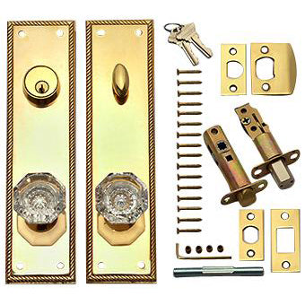 COPPER MOUNTAIN HARDWARE Georgian Roped Deadbolt Entryway Set (Polished Brass Finish)